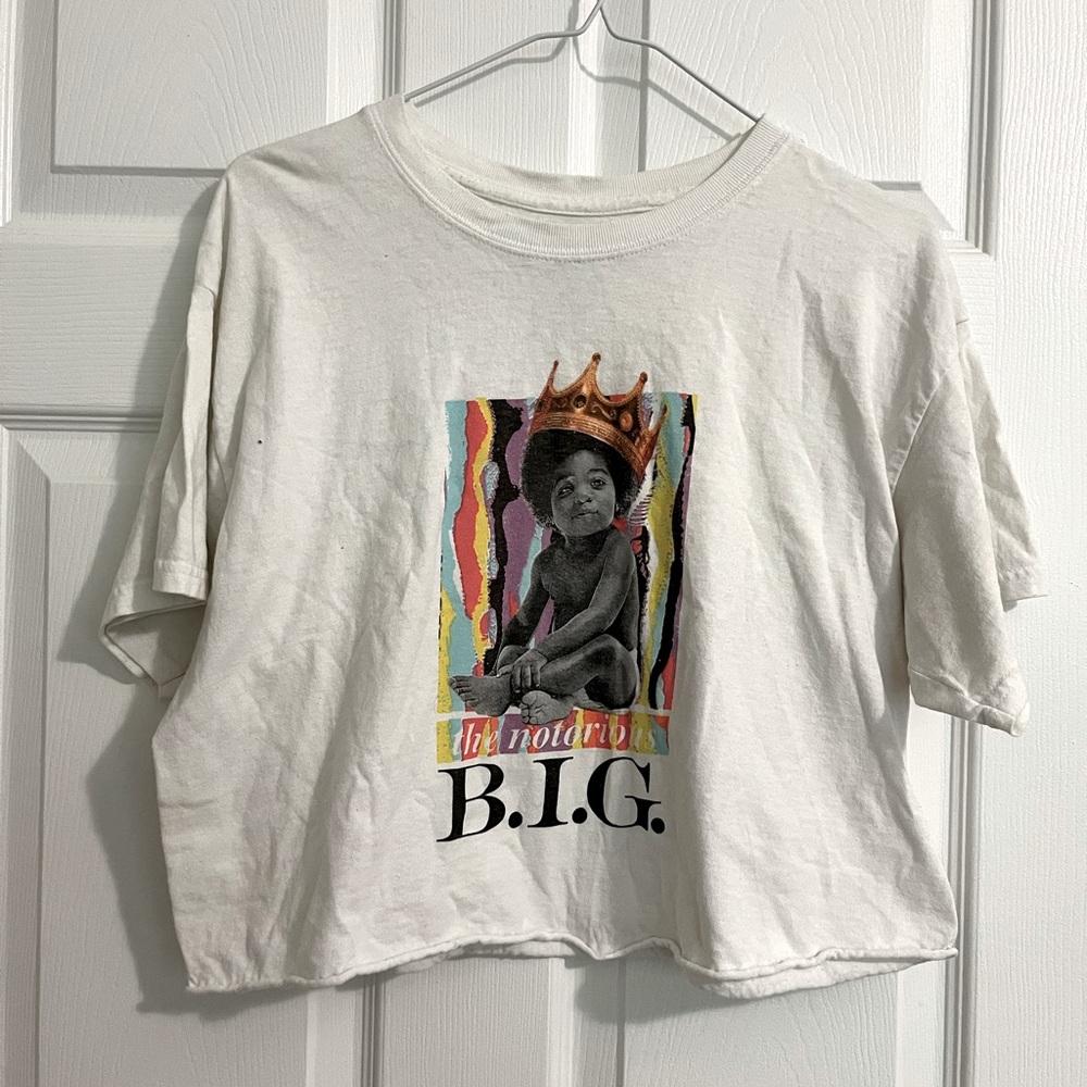 Cotton Cropped Graphic T-shirt, Notorious B.I.G, Size L